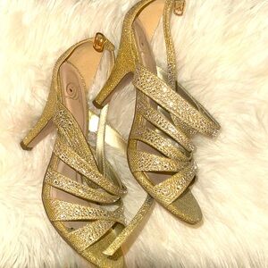 Gold bling out sandals